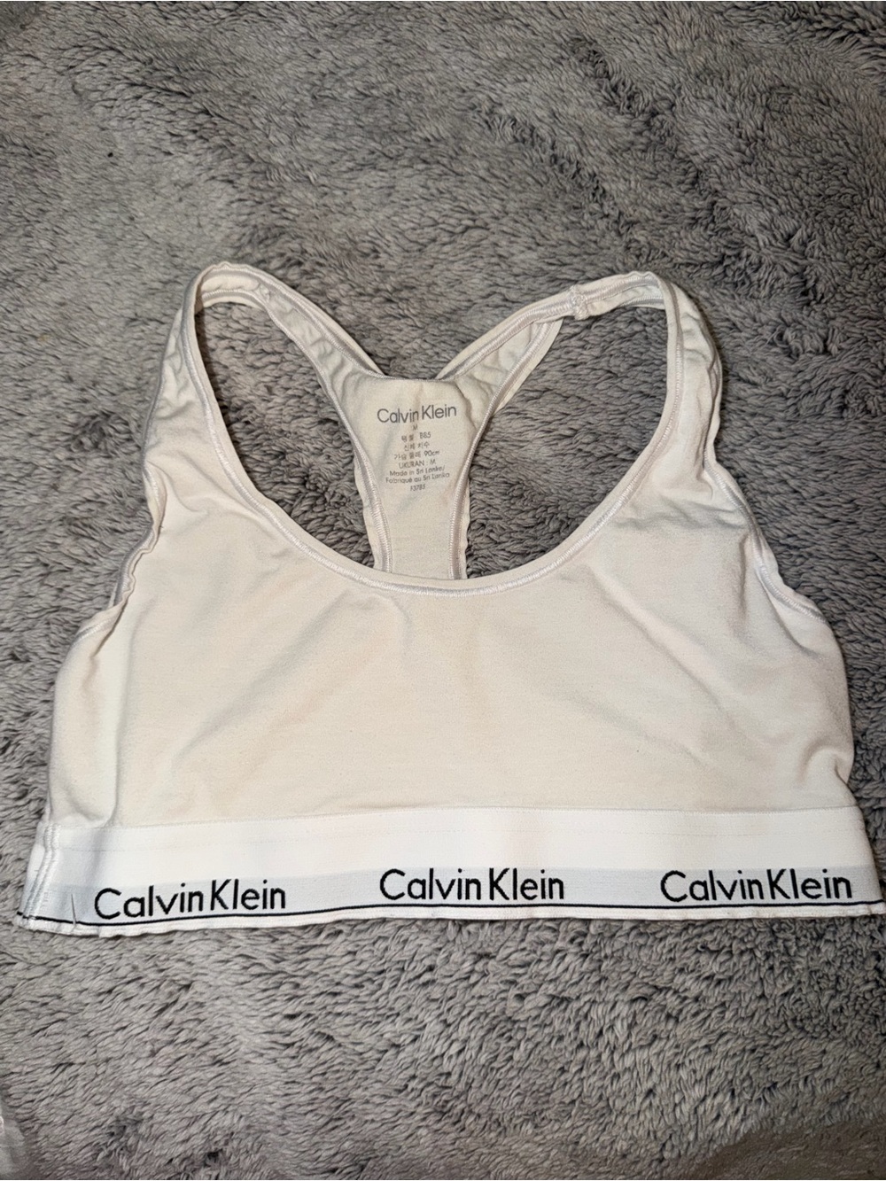 Calvin Klein White Racerback Bralette with Logo Band